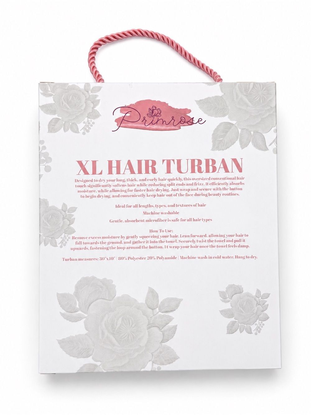Primrose XL Hair Turban Luxury Plush Microfiber Hair Wrap – Floral Embroidered - Picture 2 of 6